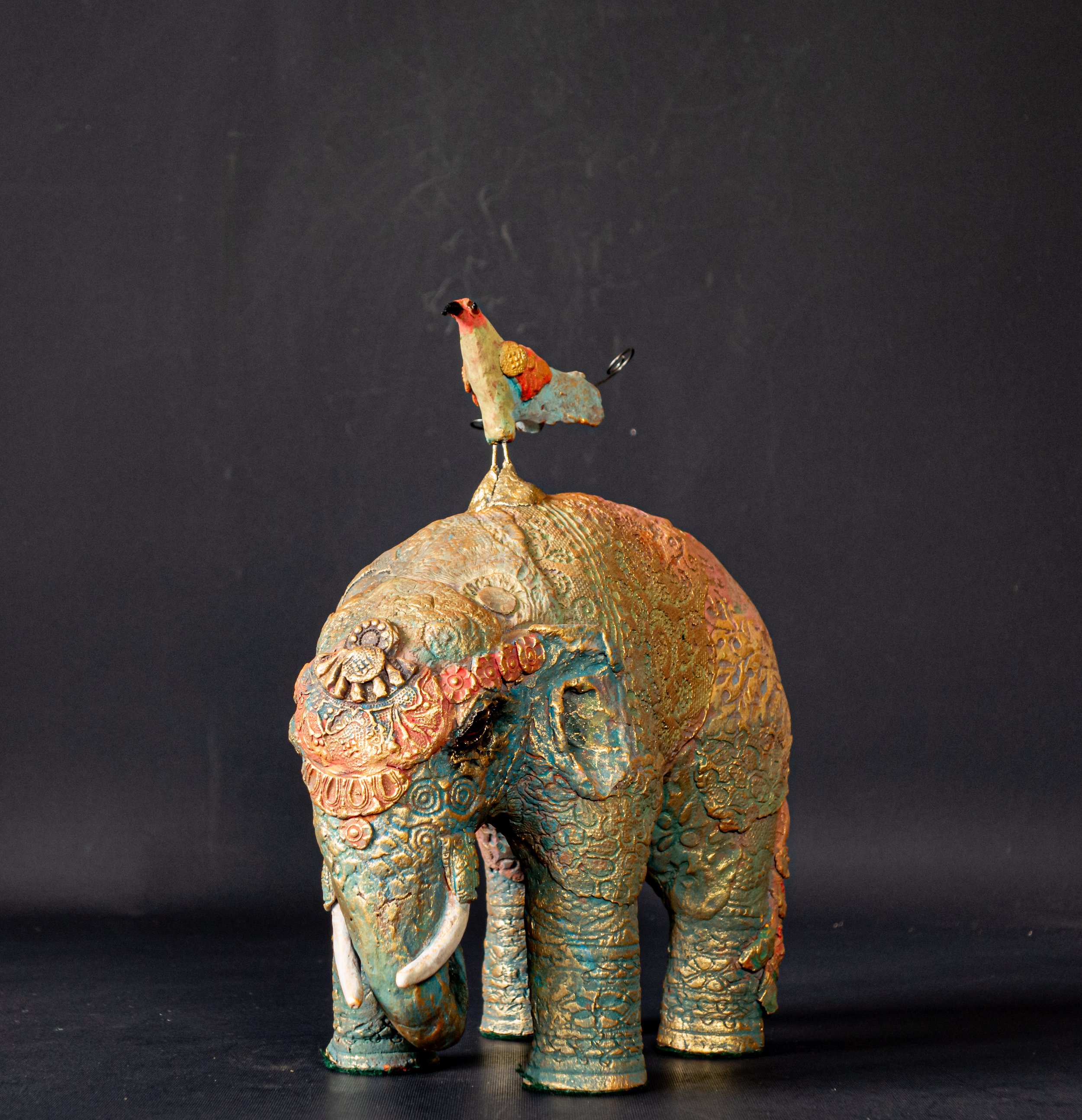 Wildlife clay sculpture Elephant interior decoration handmade